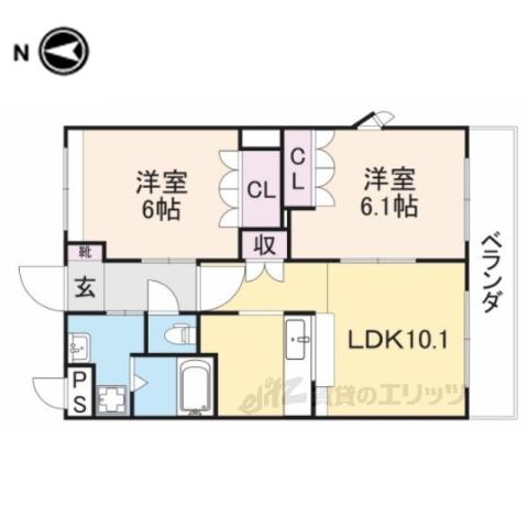 シャルマン(2LDK/1階)の間取り写真