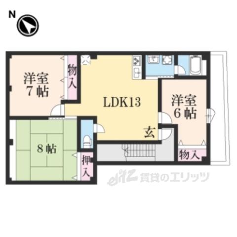 アベニール修学院(3LDK/3階)の間取り写真