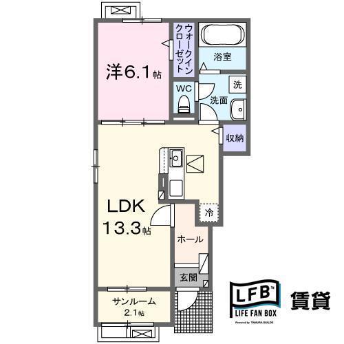 ベルオーブ II(1LDK/1階)の間取り写真