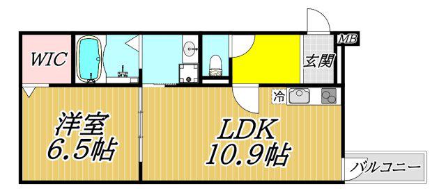 フジパレスJR塚口(1LDK/2階)の間取り写真