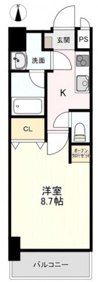 柳町CORAL(1K/4階)の間取り写真