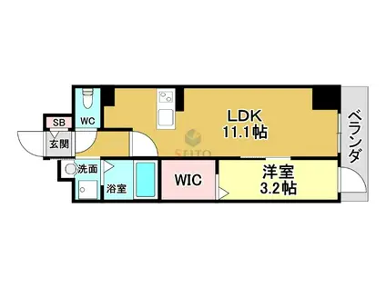 ECORO TOYONAKA(1LDK/9階)の間取り写真