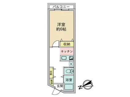 LALIBERTE牛田不動院前(1K/2階)の間取り写真