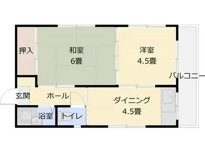 アウスレーゼ法善寺(2DK/3階)の間取り写真