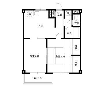 エステートピア青山(2DK/2階)の間取り写真