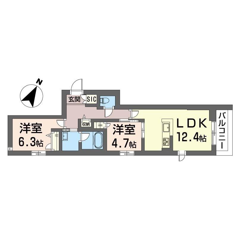 サンロード辻堂東海岸(2LDK/3階)の間取り写真