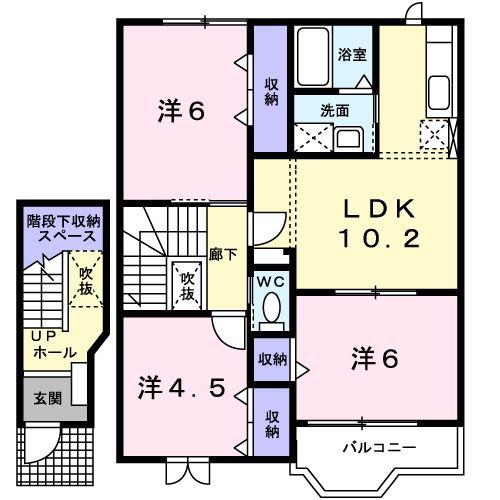 ビューティームーン A(3LDK/2階)の間取り写真