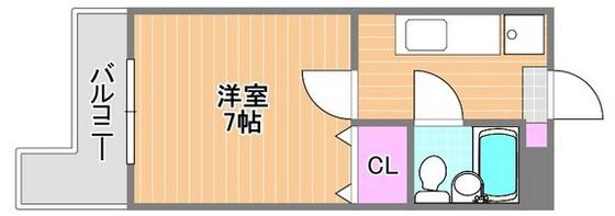 ジュネス南方(1K/3階)の間取り写真