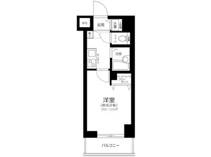 ラ・ピアッツァ麻布十番(1K/7階)の間取り写真