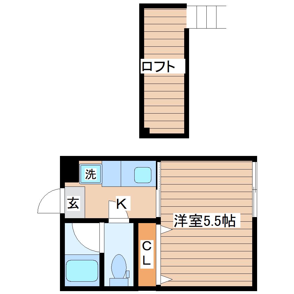 畳屋丁ハイツ(1K/2階)の間取り写真