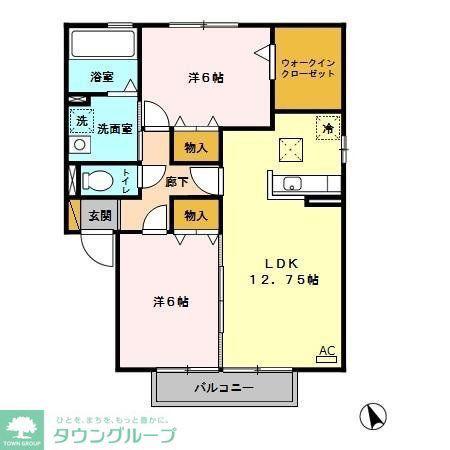 URBAN COURT B(2LDK/1階)の間取り写真
