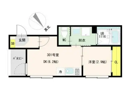 アルテアテラス池袋(1LDK/3階)の間取り写真