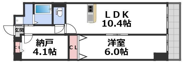 アーバンパーク新大阪(1SLDK/9階)の間取り写真