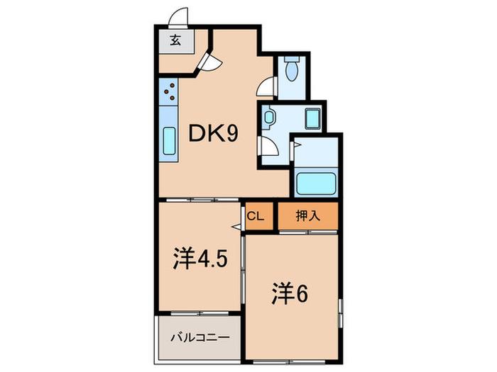 芦屋第一コーポラス(2DK/3階)の間取り写真