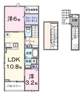 メゾン・ド・ヴィラI(2LDK/3階)の間取り写真