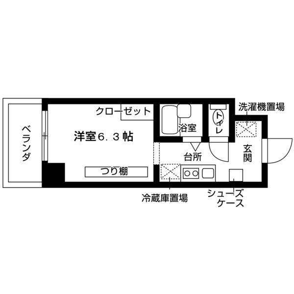 フロンティアハイツ(1K/4階)の間取り写真