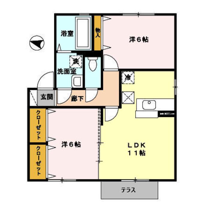 ドエル池の内(2LDK/1階)の間取り写真