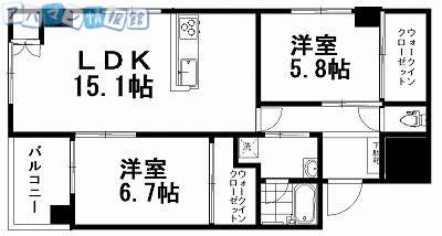 ファーストクラス柳都大橋(2LDK/4階)の間取り写真