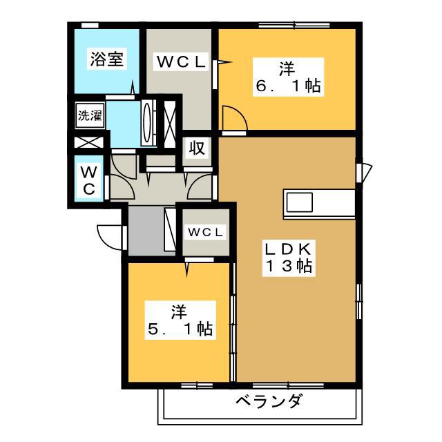 エスポワールA(2LDK/3階)の間取り写真
