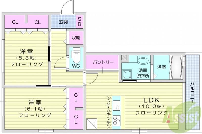 シティアタゴ(2LDK/2階)の間取り写真