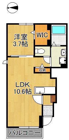スローライフ(1LDK/1階)の間取り写真