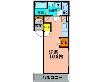 アメリ ドヴァン ラ ガール(ワンルーム/2階)の間取り写真