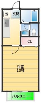 レクエルド古庄 B(1K/2階)の間取り写真