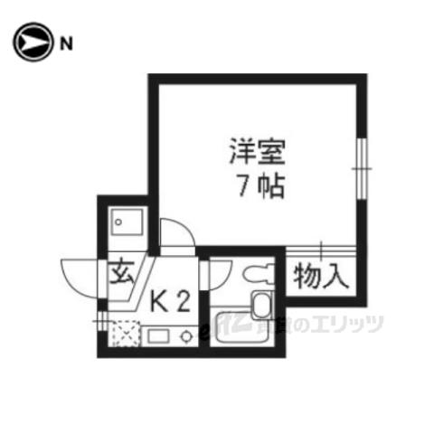 北白川フラットコート(1K/1階)の間取り写真