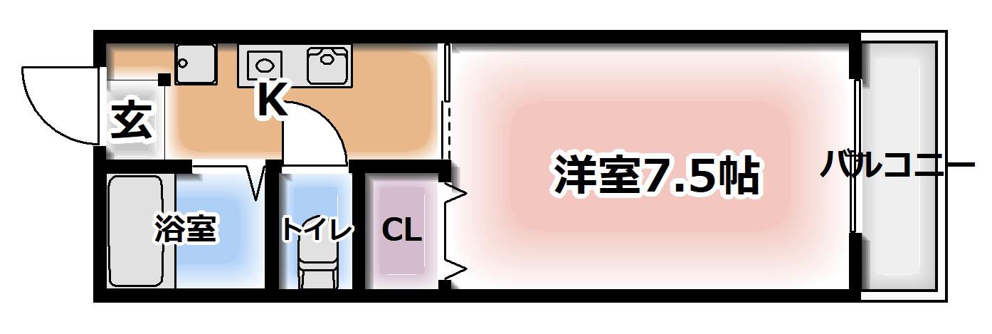 ハイツホシガキ(1K/1階)の間取り写真