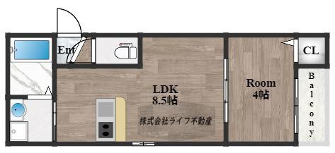 パロス衣摺クリアス(1LDK/3階)の間取り写真
