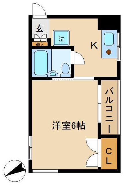リベラルⅡ(1K/1階)の間取り写真