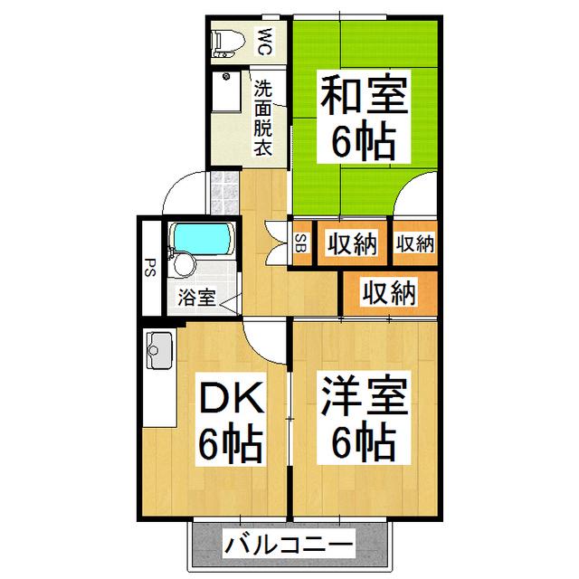 プレジール宮沢(2DK/1階)の間取り写真