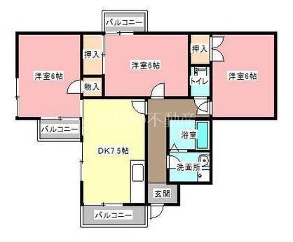 レジデンス久 A(3DK/3階)の間取り写真