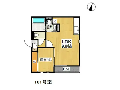 グランティックグレイス博多南(1LDK/1階)の間取り写真