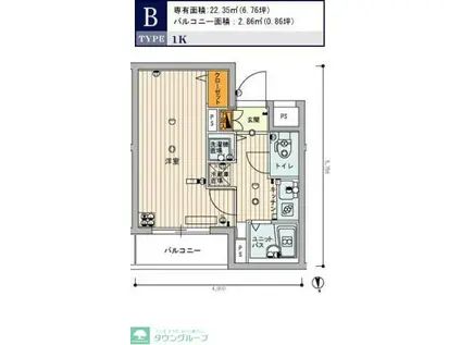 スカイコート池袋西弐番館(1K/4階)の間取り写真