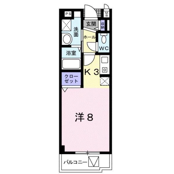シールド青葉(1K/2階)の間取り写真