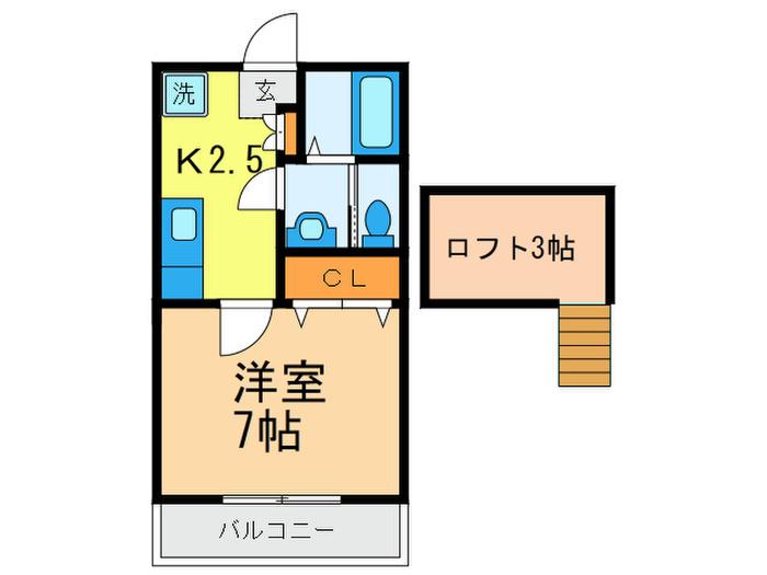 ルフラン瑞江(1K/2階)の間取り写真