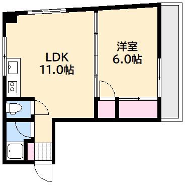 ユービル(1LDK/5階)の間取り写真