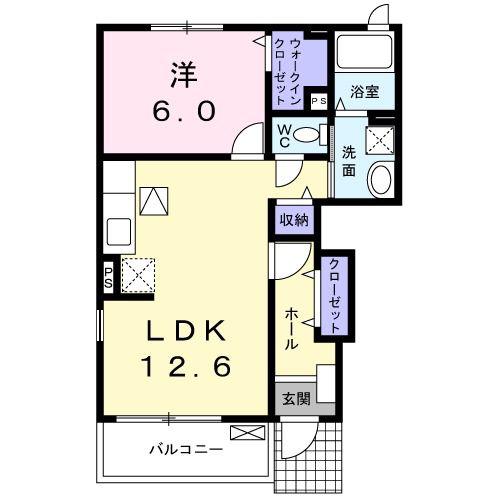 グラン・ジュテ(1LDK/1階)の間取り写真