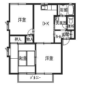 ハローヴィレッジA(3DK/2階)の間取り写真