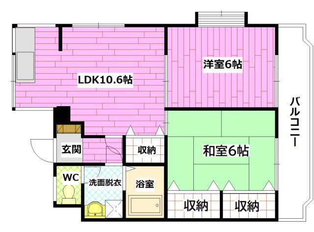 カルチェ田中(2LDK/3階)の間取り写真