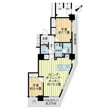ライオンズタワーみどりのスタイリーナ(2LDK/17階)の間取り写真