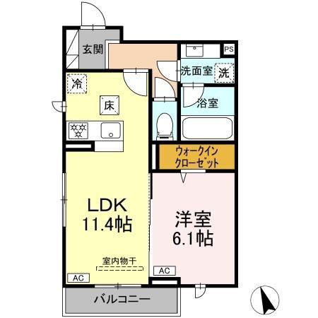 グランガーデン弘明寺(1LDK/1階)の間取り写真