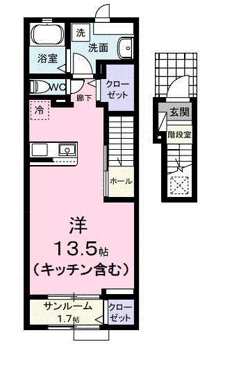 エテルノ Y A(ワンルーム/2階)の間取り写真
