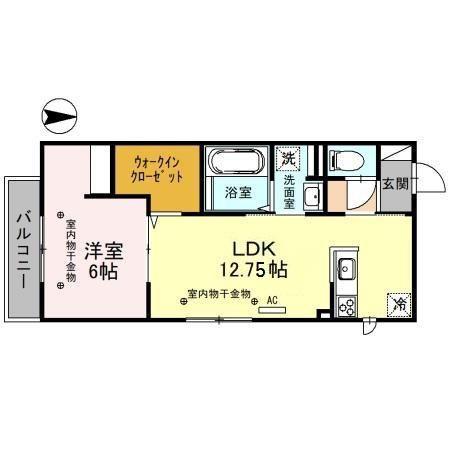 コンフォール三池(1LDK/2階)の間取り写真