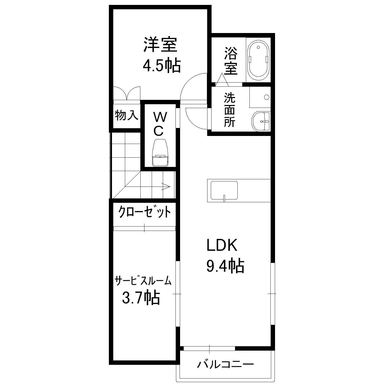 ＪＲ東北本線 仙北町駅 徒歩33分 2階建 築12年(1SLDK/2階)の間取り写真
