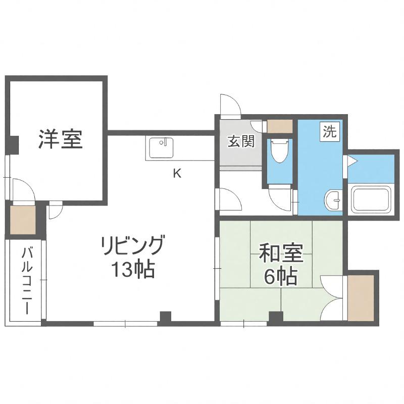 サザンパレス(2LDK/3階)の間取り写真