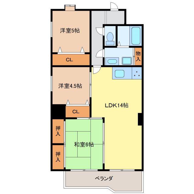 レジデンス栄光(3LDK/5階)の間取り写真