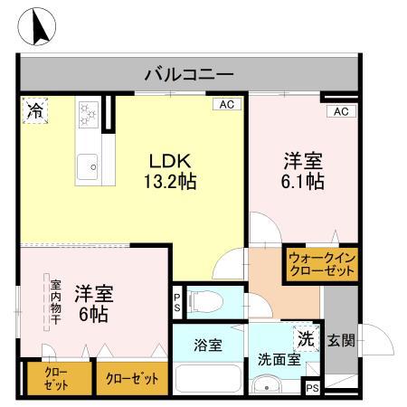 エクシードII(2LDK/3階)の間取り写真