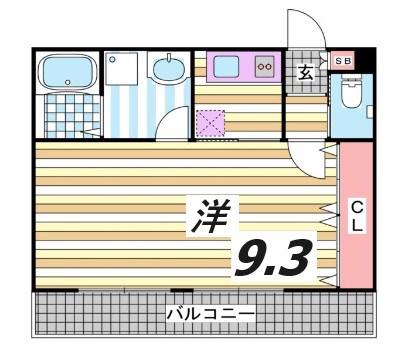 諏訪山ハウス(1K/2階)の間取り写真